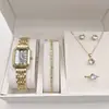 Comércio Exterior Mais Vendido Novo Tendência Quadrado Relógio Feminino Relógio Dourado Relógio Feminino Pulseira de Aço Relógio Feminino Fabricante em Estoque Atacado