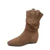 Botas de Media Pantorrilla Otoño Primavera 2026 Botas Niñas Tacones Nuevo Vaqueras Puntiagudas Moda Mezclilla Apilados Tacón Bajo Petite Hermosas