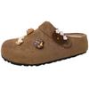 Oso Galleta de Dibujos Animados Sandalias Birkenstock Moda Otoño e Invierno Estilo Retro Ropa Exterior Cálida Medias Zapatillas para Niñas