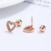 Aretes de tuerca con forma de corazón de patrón de tornillo para mujer, plata esterlina s925, simples, pequeños para el hueso de la oreja, temperamento, aretes de joyería con cierre de torsión