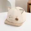 Chapéu de Bebê Orelha de Gato Fofo Novo para Comércio Exterior Chapéu de Sol Infantil de Secagem Rápida Estilo Japonês e Coreano Chapéu com Aba Fina Macia e Bloqueio de Cor
