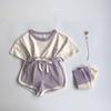 [Envío gratis] Ropa coreana para niños 2022 verano nuevo traje de bebé de dibujos animados bebé algodón dos piezas ropa de verano