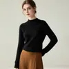 Novo Suéter 100% Caxemira Pura Outono/Inverno para Mulheres, Gola Alta Meia, Manga Longa, Modelagem Justa, Suéter de Tricô