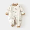 Mameluco de Algodón Acolchado para Bebé, Mono de Punto sin Costuras Relleno de Algodón de 50g para Otoño e Invierno, Traje de Gateo Delgado de Algodón Engrosado con Botones Laterales para Niños