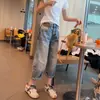 Calça jeans estilo harém plus size para mulheres, estilo fino de verão, novo modelo 2026, modeladora para mulheres baixinhas plus size, calça dad cropped estilo americano