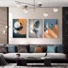 Brahma Pintura Decorativa de Lujo Ligero Moderno Pluma Azul Abstracto Personaje Pintura Colgante Mural Sala de Estar Cabecera Dormitorio Principal Pintura de Pared
