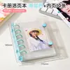 Tianyi PVC Transparente Planejador Cartão Pasta Documento Foto Armazenamento Inserção Folha Solta Bolso Portátil Colorido Anel de Metal Pasta
