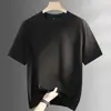 Camiseta de Verano para Hombre Tallas Grandes Algodón Mercerizado Ligeramente Elástica Cuello Redondo Manga Corta Juvenil Lujo Ligero de Negocios Sin Planchar Corte Limpio Holgada Camiseta