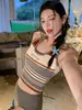 Moda Coreana Nuevo Traje de Baño para Mujer 2025 Dividido de Cintura Alta Cubre Vientre Adelgazante Pecho Pequeño Retro Simple Traje de Baño para Aguas Termales