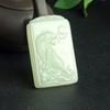 Piedra de Jade Verde y Blanca Afgana Cuadrado de Jade Grabado por Computadora Colgante Grande Buda Guanyin Dragón Marca Colgante Grande para Hombre