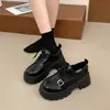 Mocasines de suela gruesa que aumentan la altura para mujer, nueva moda 2026, versátiles para figuras menudas, zapatos de cuero estilo brogue con cordones