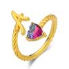 [Chapado en Oro Real] Moda de Corea del Sur Personalizado Flor Diseño Nicho Sentido Avanzado Lujo Ligero Exquisito Anillo Trendy Ins