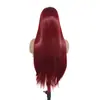 Exclusivo para comercio exterior, peluca de encaje frontal roja de fibra de alta temperatura 13*4, no se enreda fácilmente, peluca sintética de fibra de alta temperatura