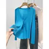 Chaqueta Top de Encaje con Cordones y Cuello en V Color Azul Lago Atmosférico para Mujer en Verano Aspecto Adelgazante Tejido de Seda de Hielo tipo Papel Cardigan Protector Solar