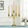 Suporte de Velas de Metal com Três Cabeças Cinco Cabeças Liga Prateada Ornamento Estilo Europeu para Casamento, Hotel, KTV, Uso Doméstico