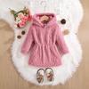 Proveedor transfronterizo de Shopee abrigo largo de invierno casual simple para bebé, color sólido, con capucha, de forro polar, con cintura larga