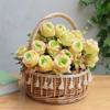 Cesta de Flores de Mimbre de Mano, Cesta de Ratán, Cesta de Almacenamiento para Salida de Picnic de Verano, Cesta de Princesa con Arreglo de Flores Artificiales