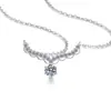 Collar de Princesa Sonriente de Venta Caliente Transfronterizo Plata de Ley S925 Cadena para Clavícula Corona Brillante Estilo de Alta Gama Colgante de Moissanita