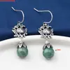 Plata de Ley S925 Moneda de Murciélago Jade de Piña Ágata Calabaza Pendientes Pendientes Antiguos Retro Joyería