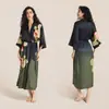 Roupão Feminino Estampado Plus Size de Verão, Roupão de Banho de Cetim Imitação de Seda de Luxo, Roupa de Casa Feminina