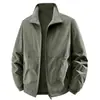 Jaqueta Casual Masculina Reversível 2025 Nova com Forro de Fleece para Primavera e Outono, Gola Alta, Caimento Solto Top 2502
