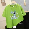 Camiseta de Verano de Manga Corta para Niños, Top Estampado Estilo Coreano, Algodón Puro Holgado para Niños, Camisa Base Elegante y Moderna de Media Manga