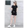 Moda de Verano Camiseta Holgada de Manga Corta + Pantalones Cortos Traje Deportivo Casual Estilo Coreano para Mujer Dos Piezas Casual Estilo Coreano para Mujer