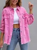 En stock 2025 Europa y Estados Unidos transfronterizo nuevo casual largo abrigo de mezclilla mujer holgado agujero costura chaqueta