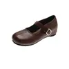 Nuevos zapatos de commuting con hebilla para aumentar la altura, zapatos de mujer 2026 de suela blanda, sin cordones y de corte bajo, adecuados para combinar con faldas, estilo francés, primavera y otoño, con separación de dedos.