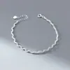 Pulsera tejida de plata S925 Nalan con textura de ola, exquisita y simple, joyería de diseño nicho estilo Ins S8578