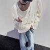 Cleanfit Blusa Tricô Vazada Masculina Moda Outono Marca Leve e Fina Proteção Solar Blusa Preguiçosa e Relaxada Camiseta de Manga Longa com Decote V