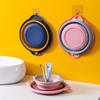 Lavabo Plegable de Color Contrastante Hogareño de Plástico Espeso para Lavar Ropa Lavabo de Viaje en Coche Cesta Portátil para Lavar Verduras