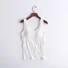 Camiseta deportiva modal transfronteriza para mujer, con tirantes anchos, sin varillas y con copas incorporadas, adecuada para yoga, fitness y como prenda interior.