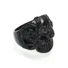 Novo Anel Masculino de Aço Titânio com Caveira e Logo de Águia Cravejado com Diamantes Estilo Retrô, Anel Elegante e de Alta Qualidade em Aço Inoxidável
