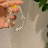 Pulseira de Miçangas Sorridente para Casal Japonês e Coreano Verão Masculino Ins Joias de Nicho Pulseira Geométrica de Miçangas Pérola de Imitação
