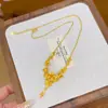 Loja de Ouro Mesmo Estilo Areia Dourada Flor de Três Vidas Colar com Franjas Flor da Felicidade Flor de Casamento Conjunto Corrente Moda Exquisita Presente para Namorada