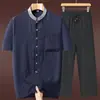 Camisa de Algodão e Linho de Manga Curta para Homens Verão 2026, Roupa de Pai Estilo Tang, Camisa Estilo Chinês para Idosos, Roupa de Verão para Avô