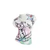 Top de Verão Feminino Novo Retro Europeu e Americano Ins com Gola Alta Estampa Waffle Camiseta de Manga Curta com Peixe Koi Oriental Atacado