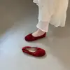 Zapatos de Salón de Terciopelo con Lazo Plegado Estilo Retro Francés para Mujer 2026 Otoño Invierno Nuevo Estilo Estilo de Noche Zapatos de Ballet Mocasines