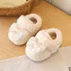Sapatos Infantis de Algodão com Laço e Pelo Estilo Coreano para Meninas 2026 Outono Inverno Novos Mocassins de Pelúcia Quentes para Crianças