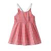 Falda de verano 2022 para niña con tirantes, elegante vestido a cuadros coreano para niña, falda larga informal con tirantes de algodón