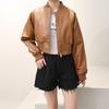 Casaco de couro New Maillard jaqueta de couro feminina marrom casaco de couro europeu e americano popular roupas de motocicleta boutique de moda casaco de couro