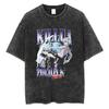Playera Lavada Vieja Nuevo Cazador de Tiempo Completo Anime Talla Europea Estampada Manga Corta Retro Estilo Americano Holgada Manga Corta