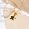 Moda Negro Estrella de Cinco Puntas Cadena Estrella Clavícula Lujo Ligero Elegante Acero de Titanio Simple Combinable Collar 26 Letras del Alfabeto Inglés