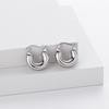 Pendientes de plata de ley s925 de venta caliente transfronteriza con hebilla de oreja de anillo de moda europea y americana, redondos, huecos, de círculo liso, simples y generosos.