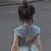 Conjunto de Saia de Bolo Super Único para Bebês Meninas, Camiseta sem Costas Estilo 2026, Top de Manga Curta Estilo Ins para Verão
