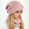 Conjunto de Gorro y Bufanda Tejidos para Mujer Cálido Grueso Protección para las Orejas Gorro de Lana Estilo Versátil de Moda Gorro de Lana Tejido