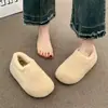 Pantuflas de media caña mullidas con suela gruesa para mujer, para usar en exteriores, nuevo estilo 2026, otoño e invierno, sin cordones, botas de nieve con forro polar adicional, pantuflas de algodón de punta cerrada