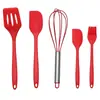 Juego de Cinco Piezas de Utensilios de Silicona para Hornear, Espátula de Silicona Resistente a Altas Temperaturas, Brocha, Cuchara de Cocina, Juego de Batidor de Huevos