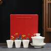 Fornecimento Direto da Fábrica terno de porcelana branca jade gordura de ovelha de alta qualidade kung fu Tampa de tigela com presente manual para viagem casa terno suporte logotipo